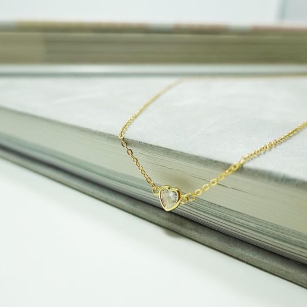 Heart Love Dainty Necklace - Gold Vermeil and CZ